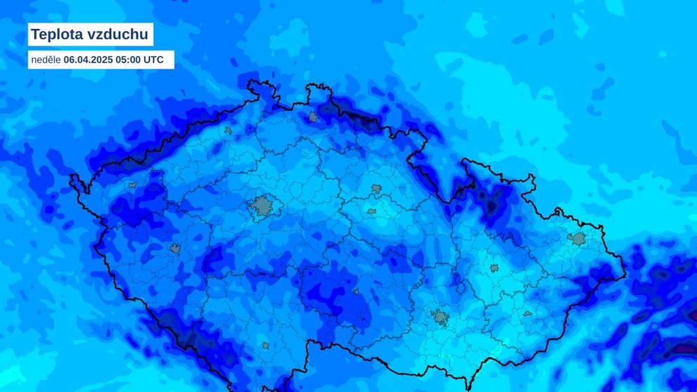 Arktický vzduch v ČR (6. 4. 2025)