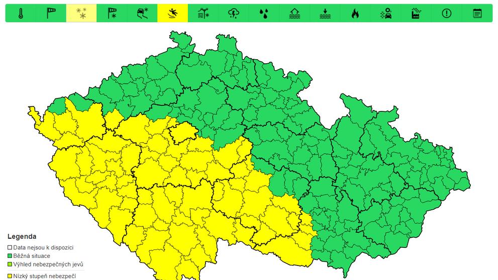 Výstraha před ledovkou, večer 12. 2. až dopoledne 13. 2.