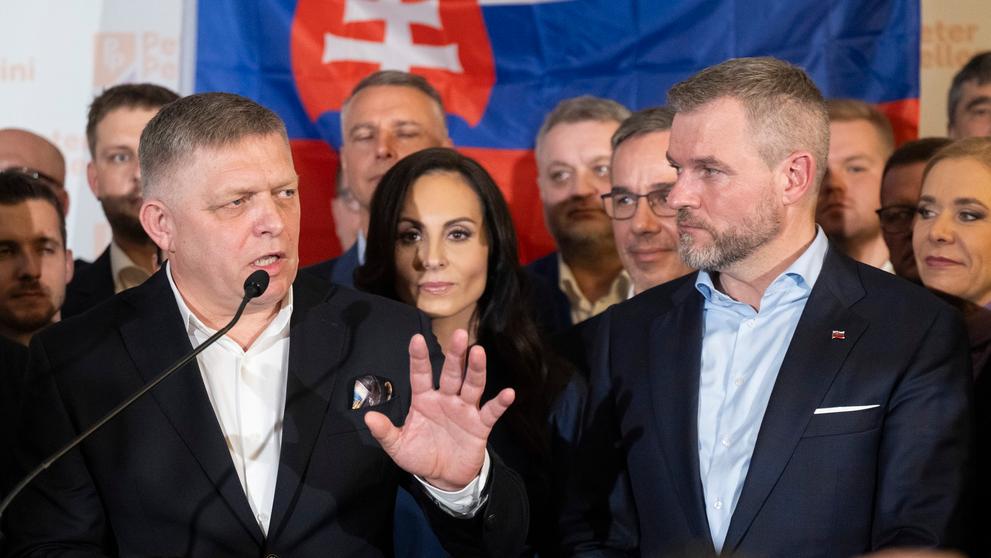 Robert Fico a Peter Pellegrini, 7. 4. 2024 přímé volby prezidenta Slovenské republiky