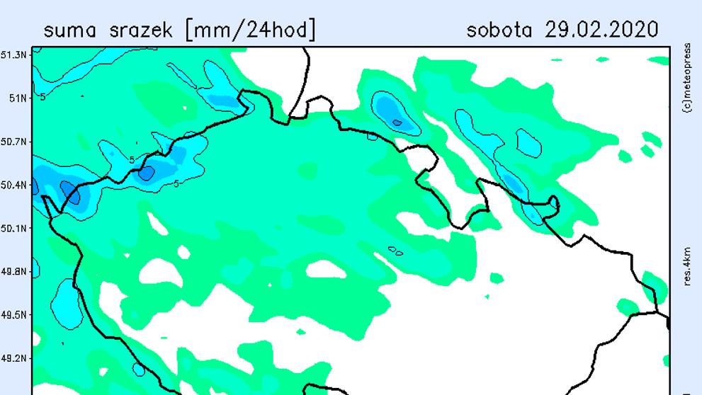 Mapy sněhu - sobota 29. 2. 2020