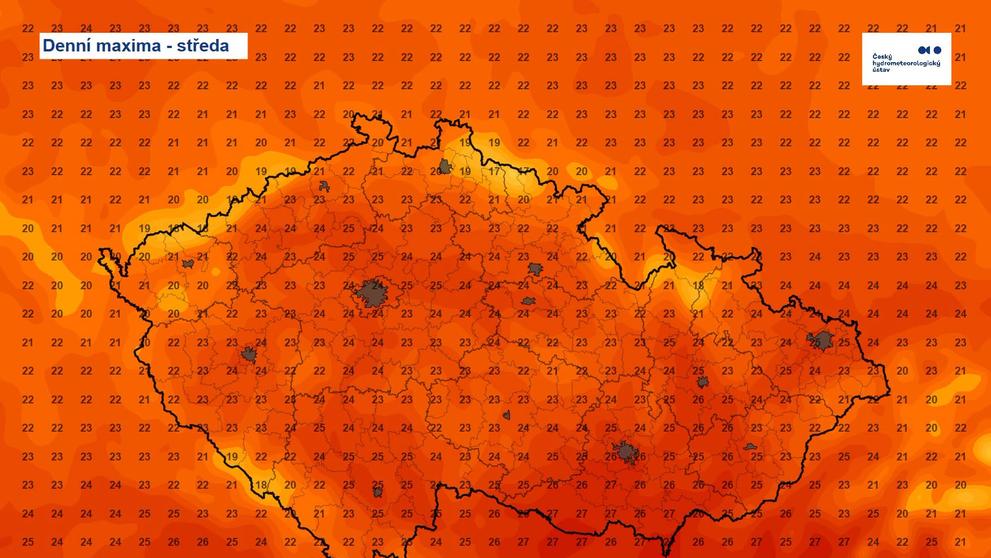 Denní maxima ve středu