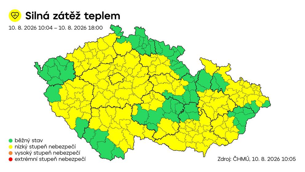 Výstraha ČHMÚ – Silná zátěž teplem