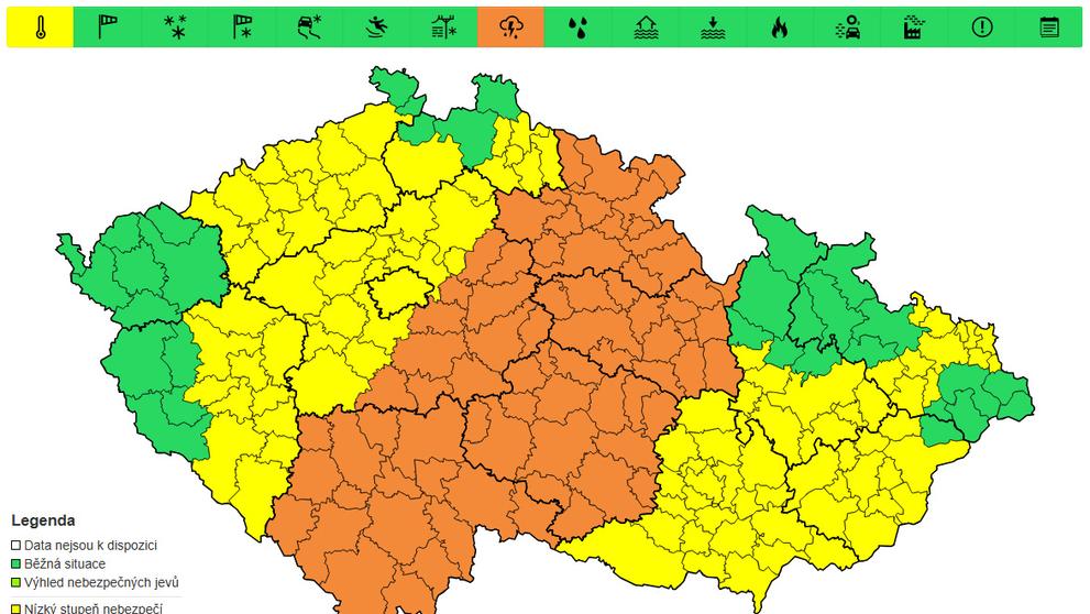 Výstraha před bouřkami, 26. 6. odpoledne