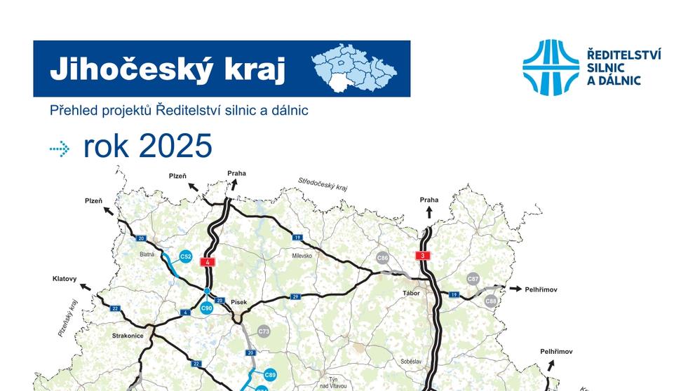Jihočeský kraj - mapa výstavby