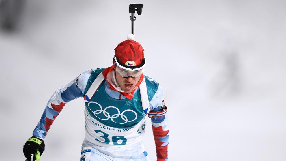 Michal Krčmář při stříbrném závodu na ZOH 2018