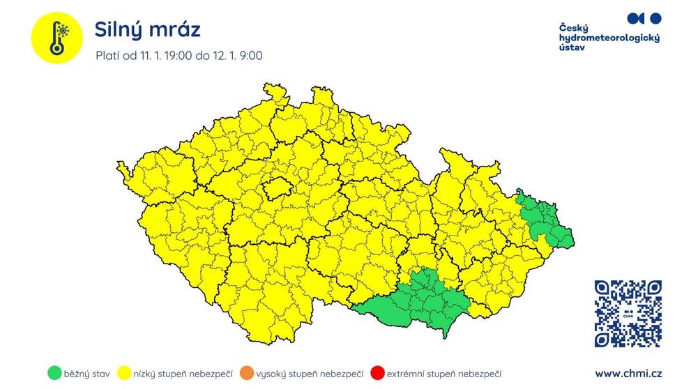 Výstraha před silným mrazem