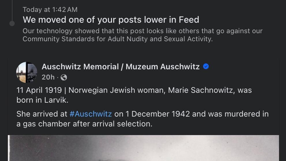 Facebook označil příspěvky muzea v Osvětimi za nevhodné