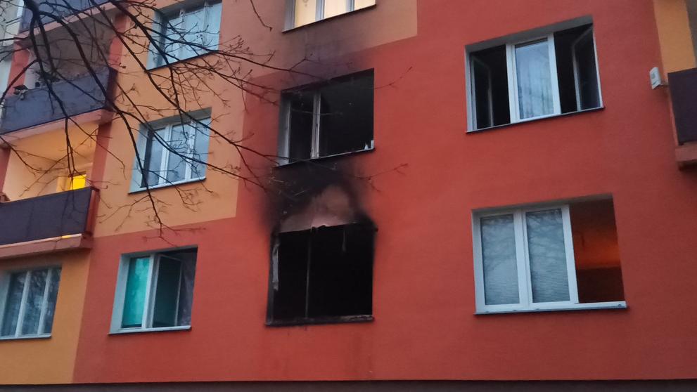 Požár bytu v Chodově