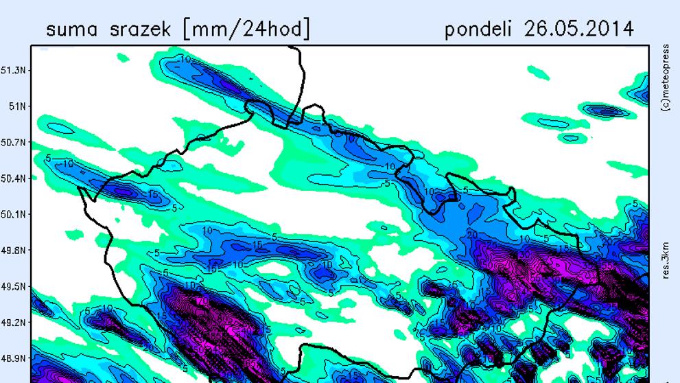 Srážky - pondělí 26. 5.