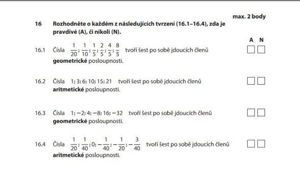 Zadání didaktického testu z matiky - 2