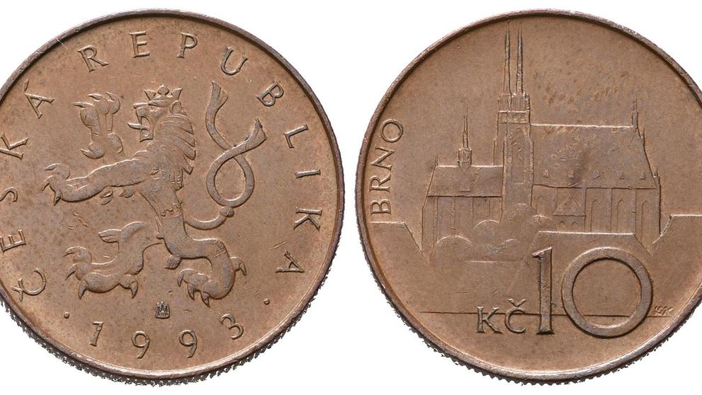 ČR, 10koruna, 1993, raženo pouze 1000 ks, vyvolávací cena 150 000 Kč