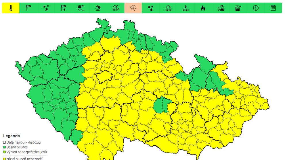 Varování před vysokými teplotami, 21. 6. 2024