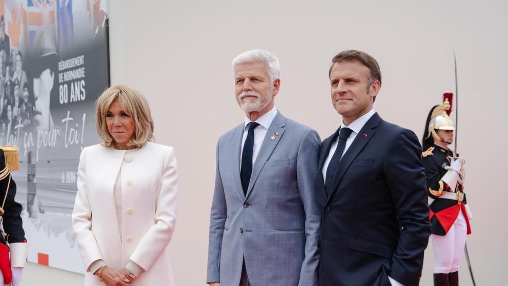 Brigitte Macronová, prezidenti Petr Pavel a Emmanuel Macron