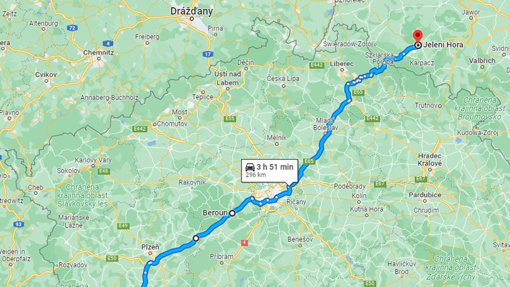 Mapa Trasa Klatovy
