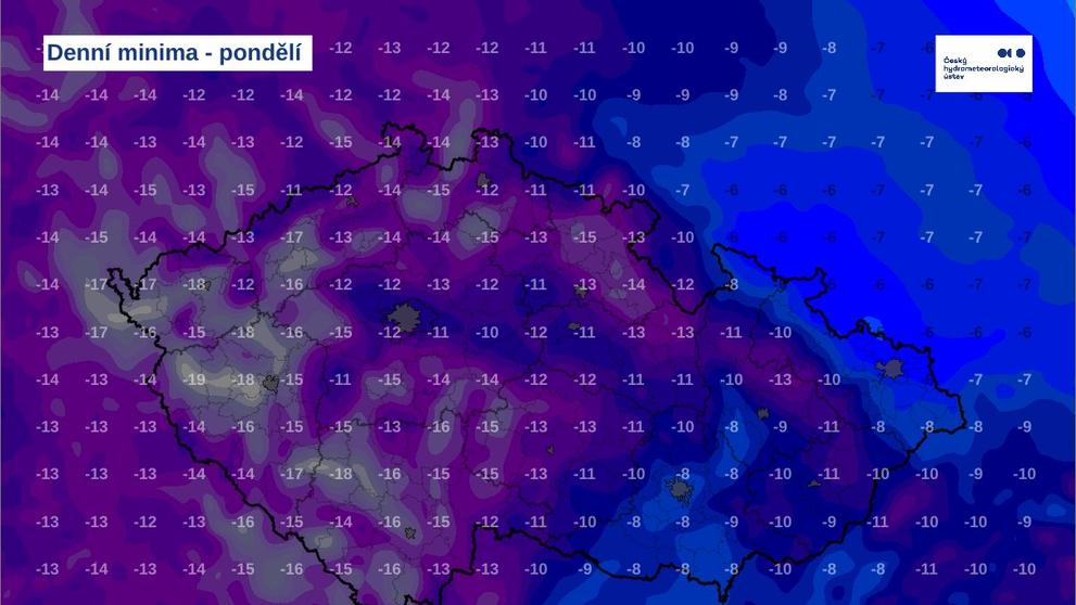 Denní minima – pondělí