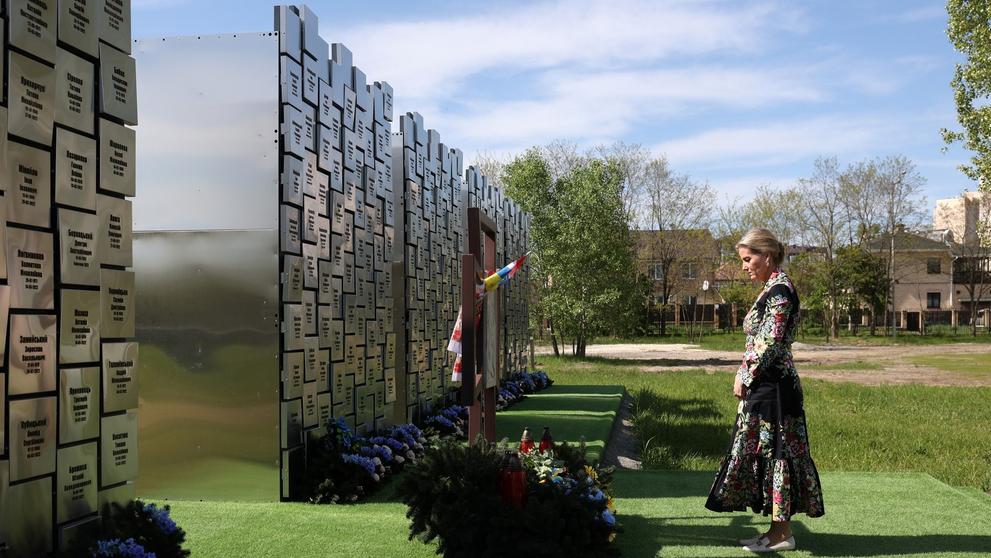 Sophie, vévodkyně z Edinburghu navštívila památník obětem ruské okupace, 29. dubna 2024 Buča