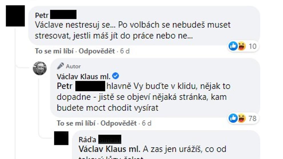 Klaus ml. na facebooku - 2