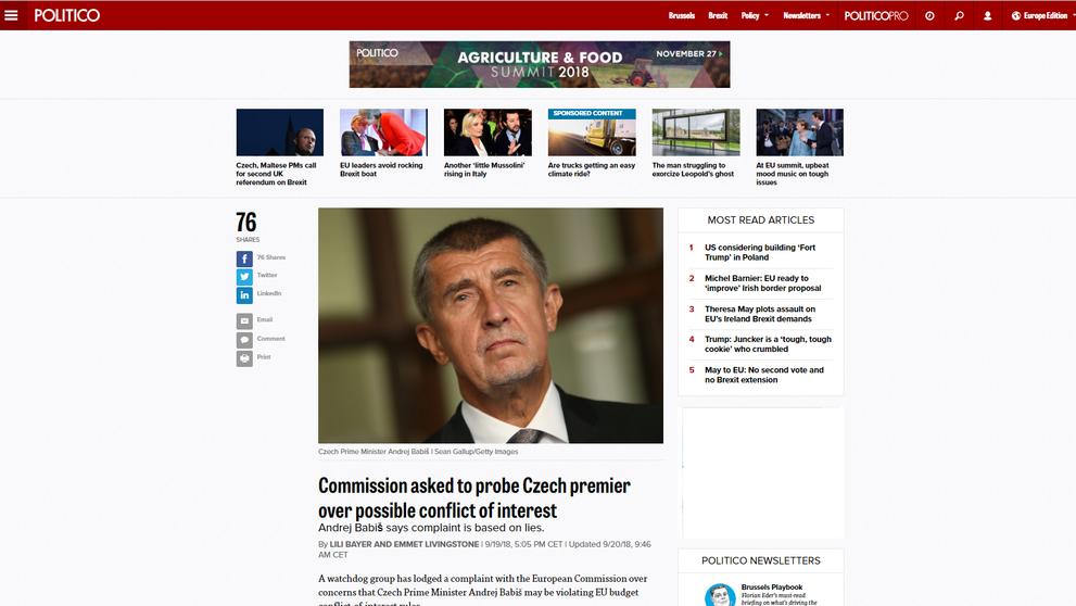 Andrej Babiš a zprávy v Evropě