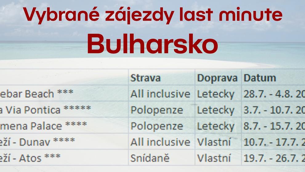 Výběr last minute zájezdů - Bulharsko