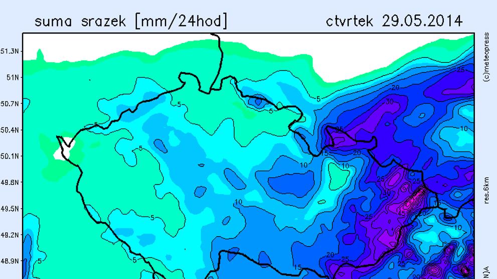srážky - čtvrtek 29. 5.