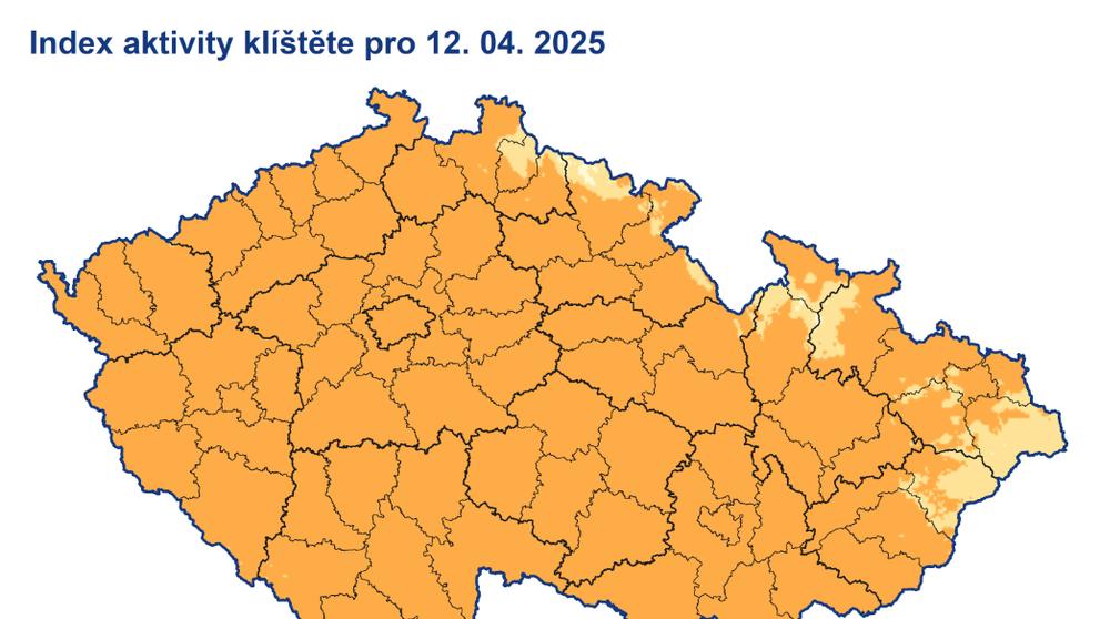 Index aktivity klíštěte, 12. 4. 2025