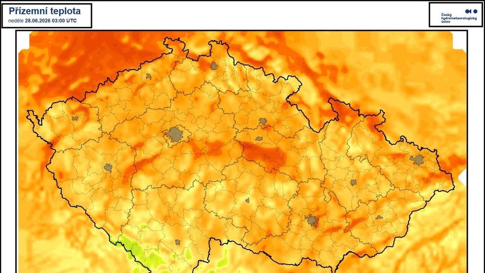Teploty v neděli nad ránem