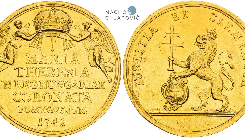 Zlatá medaile, 15dukát, korunovace Marie Terezie