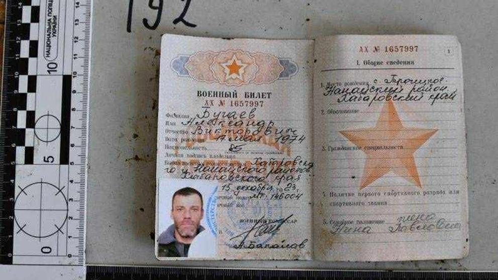 Vojenská dokumentace padlého ruského vojáka