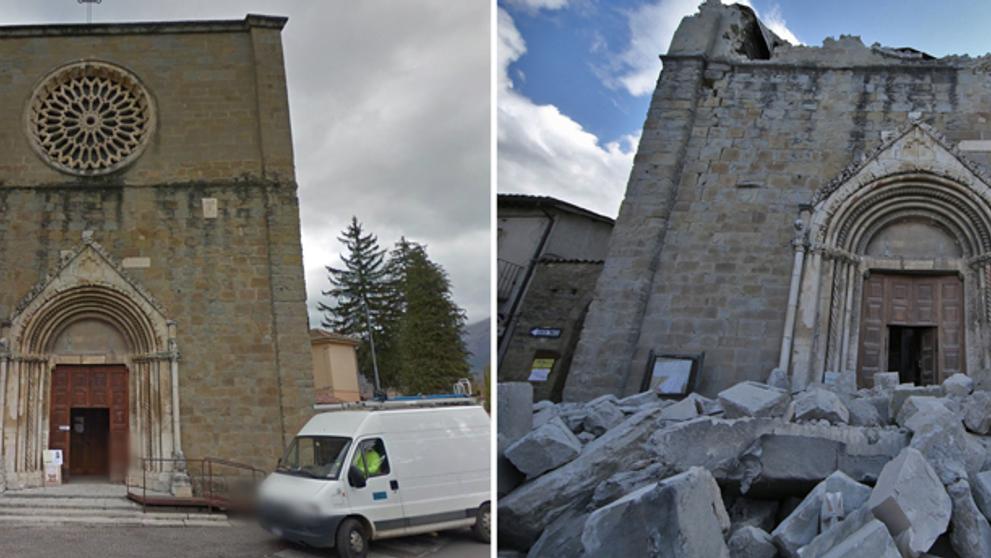 Italské město Amatrice před a po zemětřesení - 3