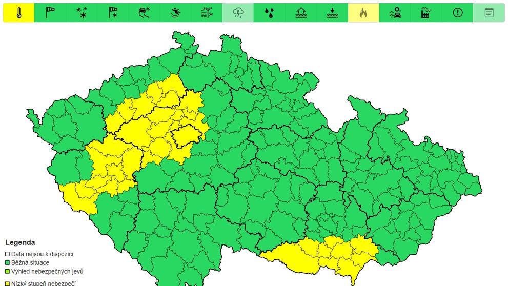 Výstraha před vysokými teplotami, 30. 6. 2025