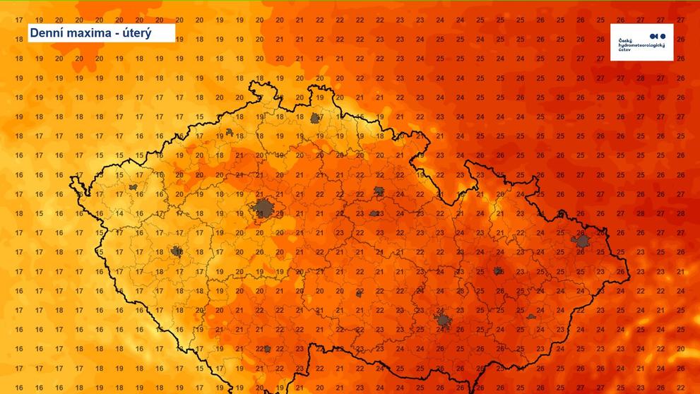 Úterý – denní maxima