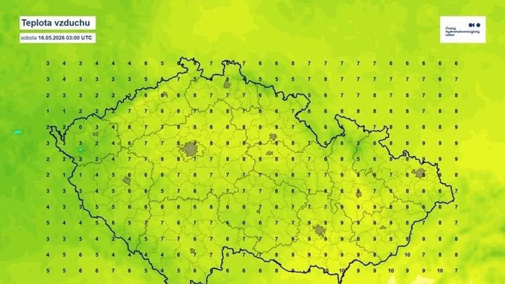 Teplota vzduchu nad Českem