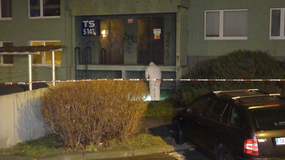 Policisté dlouho zajišťovali před panelákem stopy a vyslýchali svědky