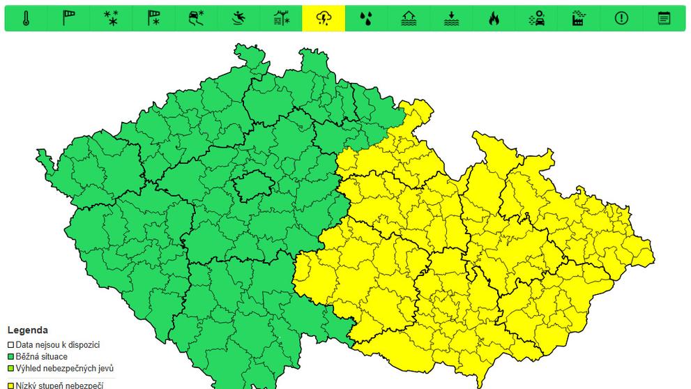 Výstraha před bouřkami, 3. 5. 2025 noc