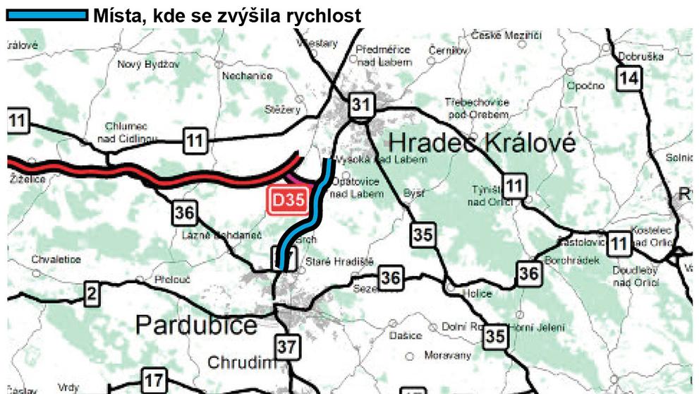 Místa, kde se zvýšila rychlost z 90 na 110 - 1
