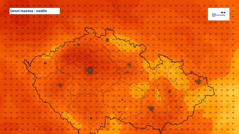 Denní maxima v neděli