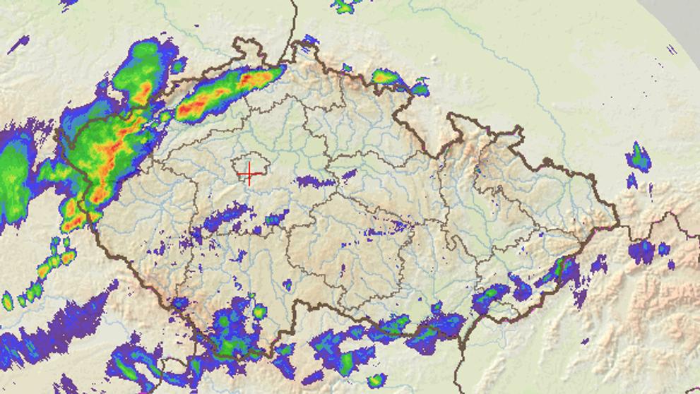 Mapa srážek 23.4. 2018 - 11:15