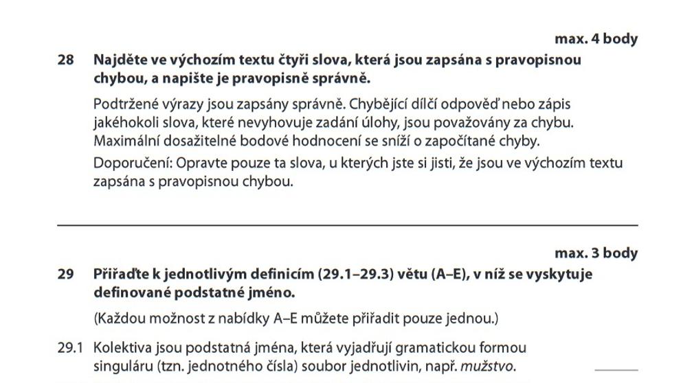 Zadání didaktického testu z českého jazyka - 3