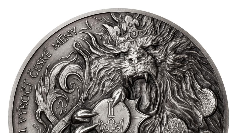 Stříbrná kilogramová medaile 30 let České mincovny a české měny s vysokým reliéfem a patinou (1)