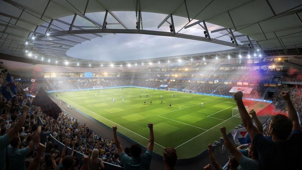 Nové Bazaly. Vizualizace budoucí podoby ostravského stadionu