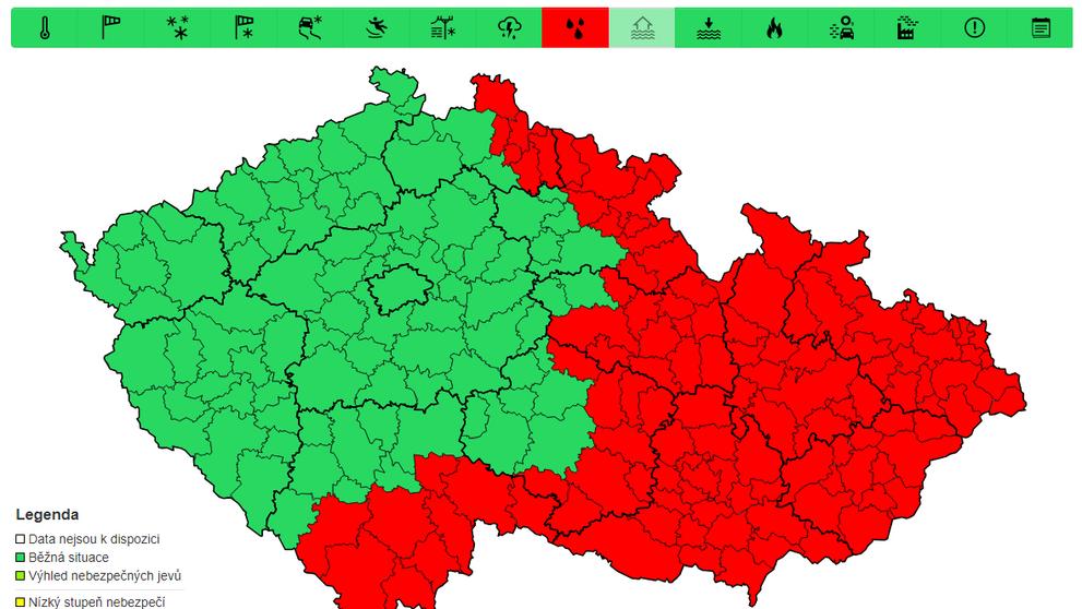 Výstraha před silným deštěm, 12. 9. 2024