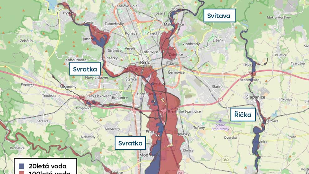 Povodňové mapy - Brno