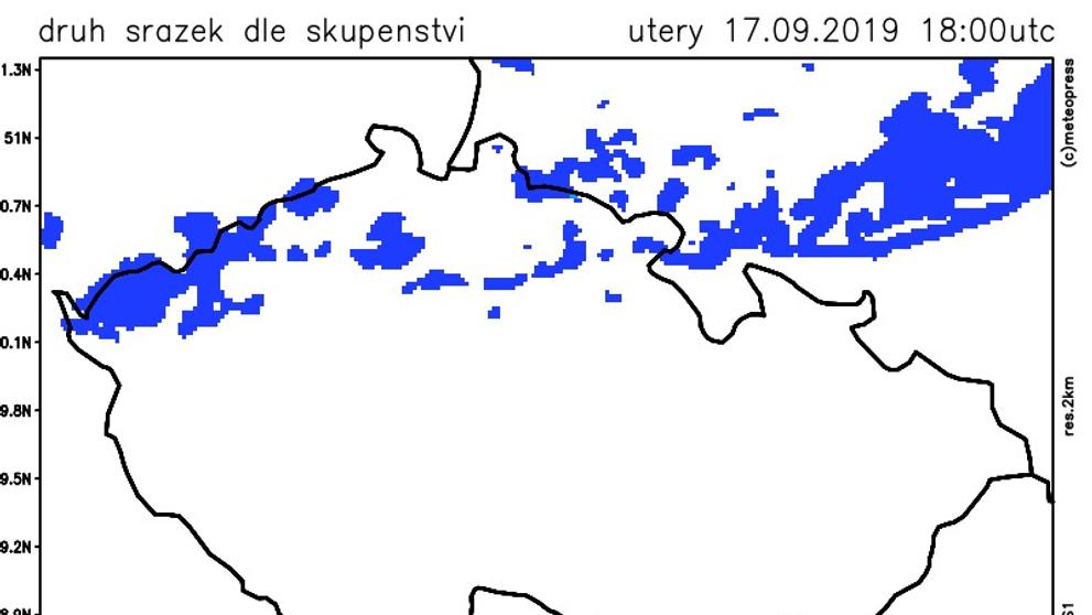Mapa srážek v Česku - 1