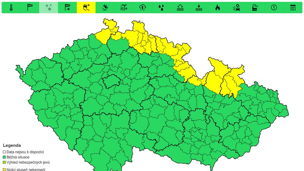 Výstraha před náledím, 13. 3. a 14. 3. 2025