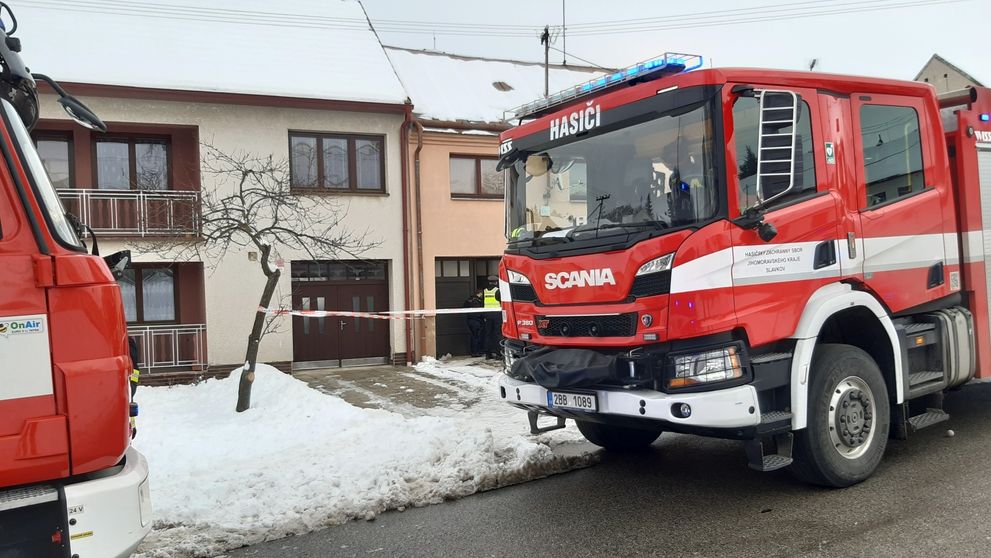 Požár domu na Vyškovsku