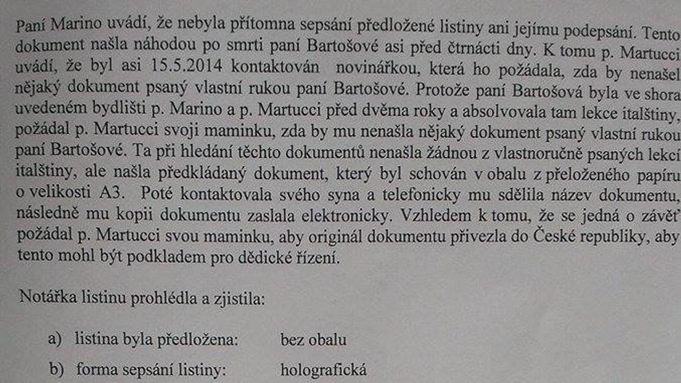 Svoji verzi Ivetiny závěti vytáhl i Domenico Martucci