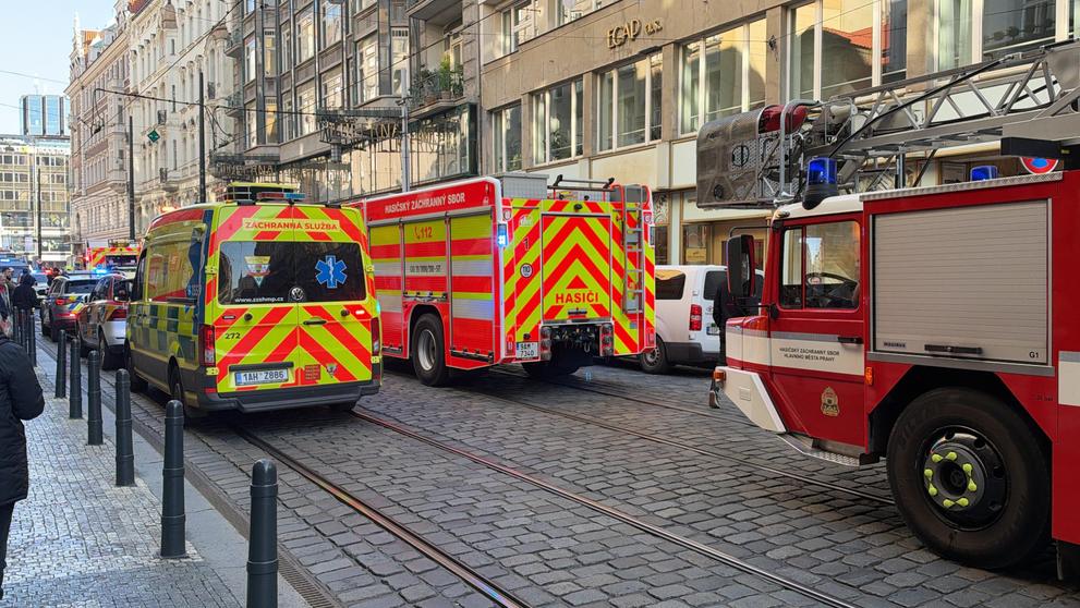 Požár Vodičkova Praha