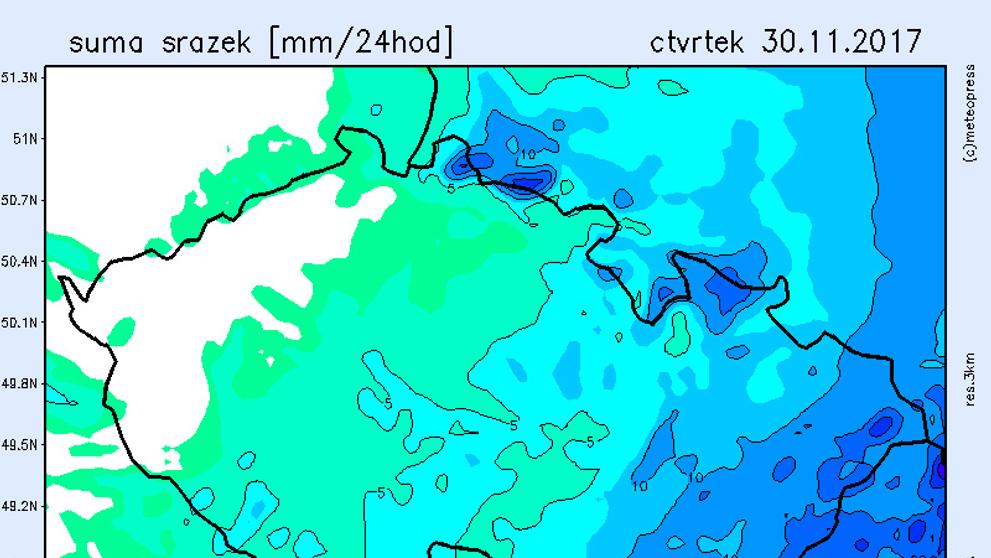 Mapy sněhu - čtvrtek