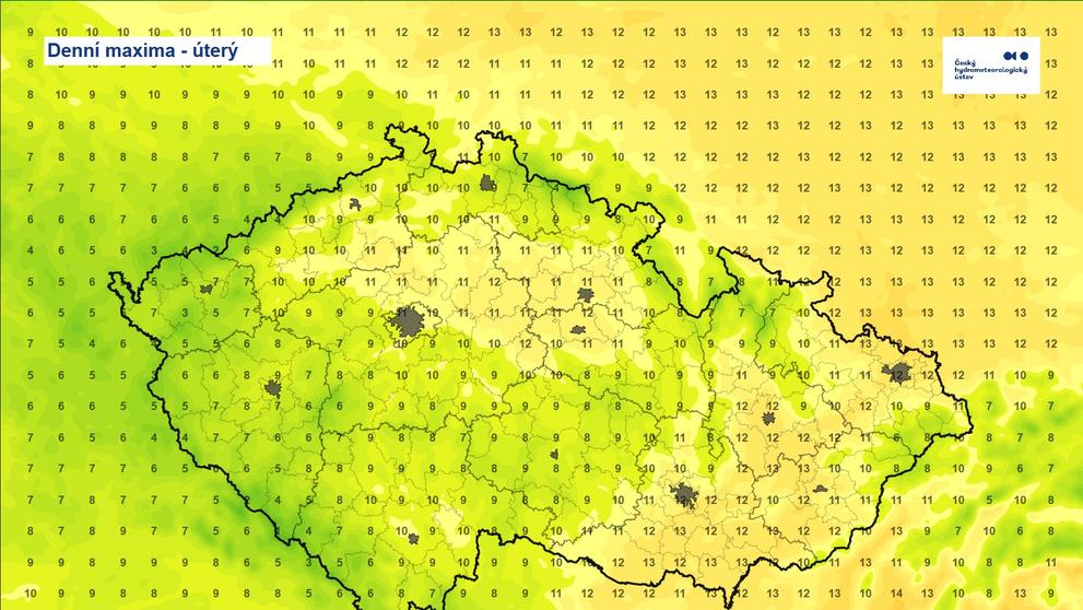 Denní maxima – úterý