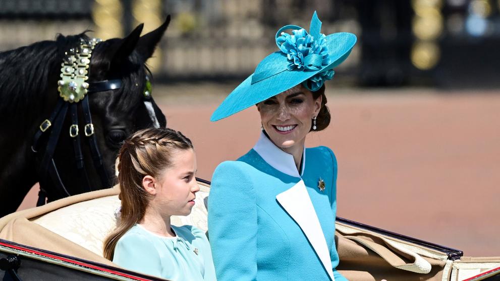 Kate a Charlotte na oslavě narozenin Karla III. (14. 6. 2025)